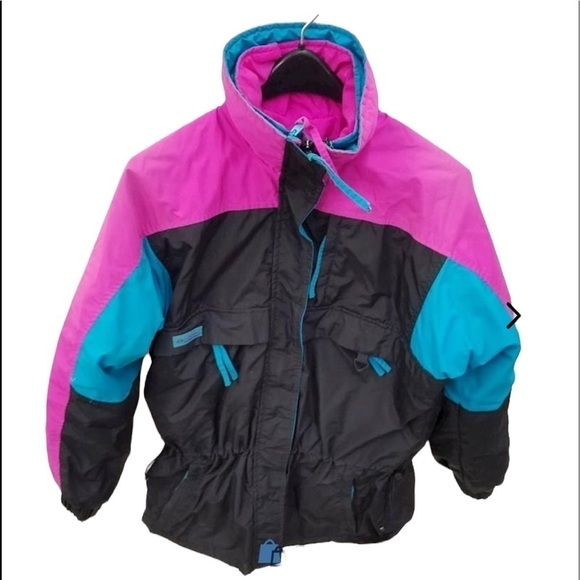 Columbia Jacket Women’s Size Medium Vintage Purple Black Blue Snow Winter - Picture 4 of 5